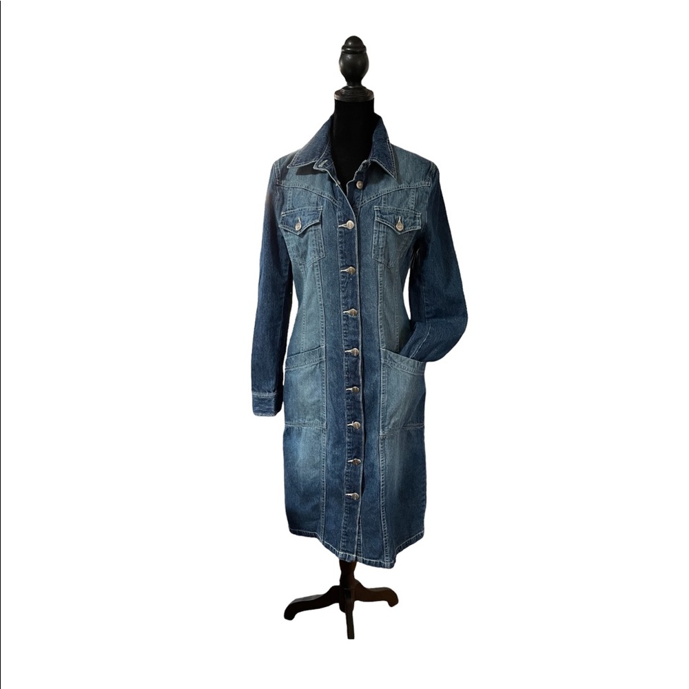 HENNES midi denim long sleeve button up dress 8 EUC